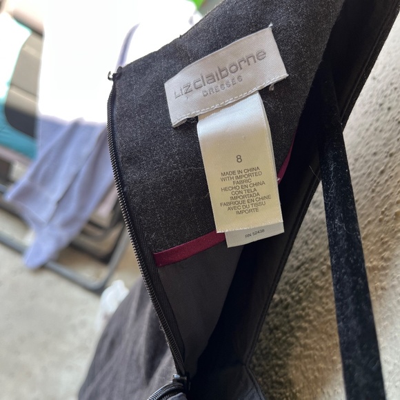 Liz Claiborne grey pinstripe dress size 8 1/2 sleeve - Picture 4 of 9